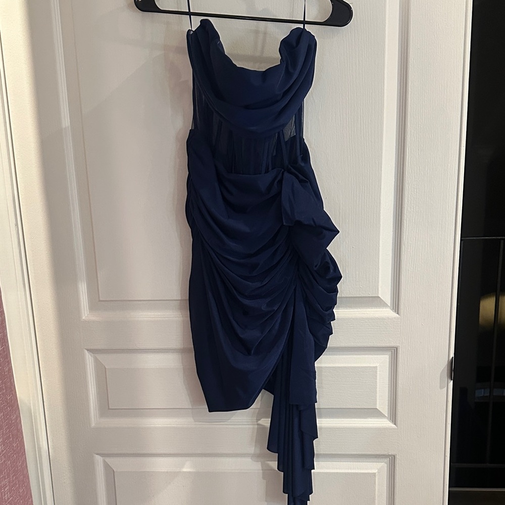 Fashion Nova Midnight Blue Asymmetrical Dress
